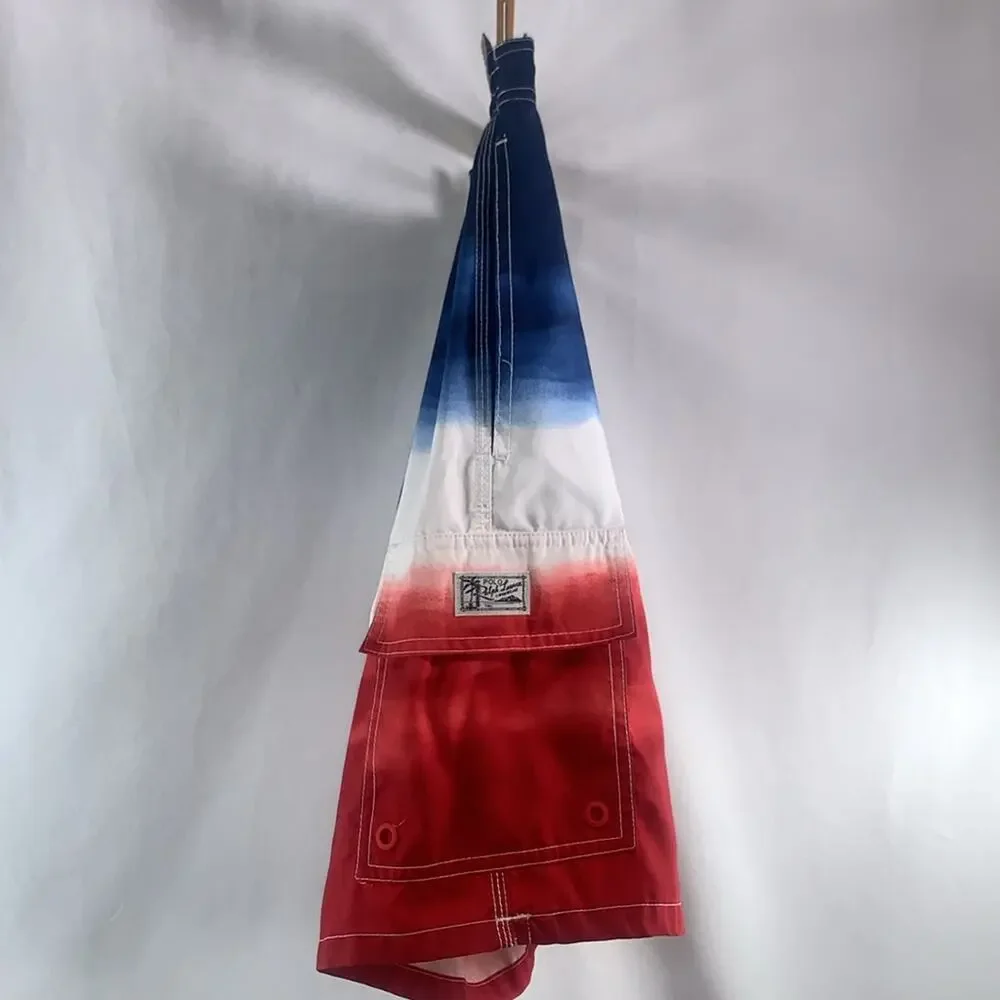 Board Shorts Swim Mesh Liner Red White Blue Polo‎ Ralph Lauren Men's Size Medium